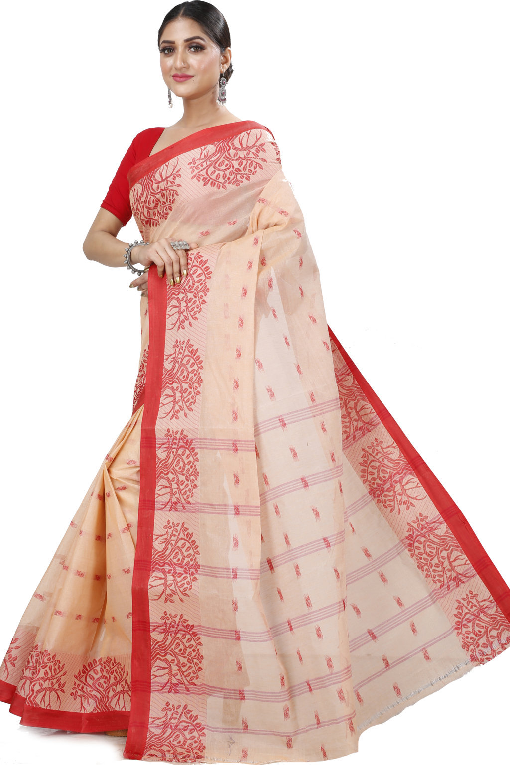 Off-White Pure Cotton Somaya Tant Saree (1044)